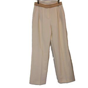 Mango Cream Trouser with Tan Waistband